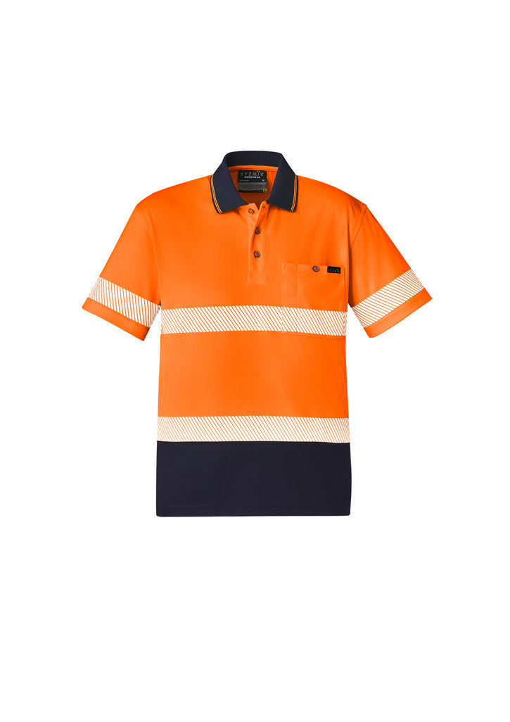 UNISEX HI VIS SEGMENTED S/S POLO - HOOP TAPED (ORANGE)