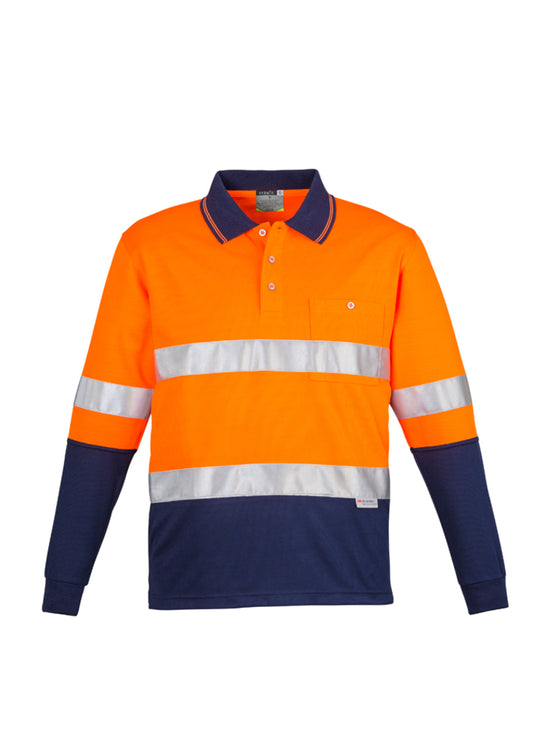 MENS HI VIS SPLICED POLO - LONG SLEEVE HOOP TAPED (ORANGE)
