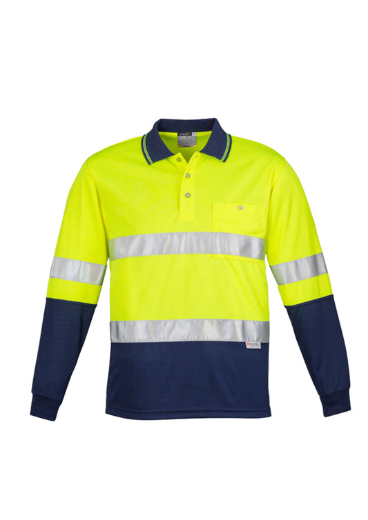 Copy of MENS HI VIS SPLICED POLO - LONG SLEEVE HOOP TAPED (YELLOW)